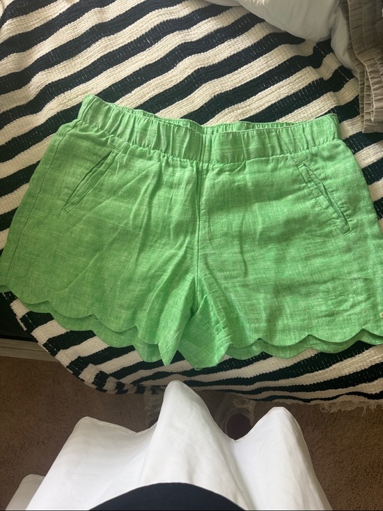 JB by Julie Brown Pants - Lilly Pulitzer Bright Green linen Scallop-Hem High Waist Shorts